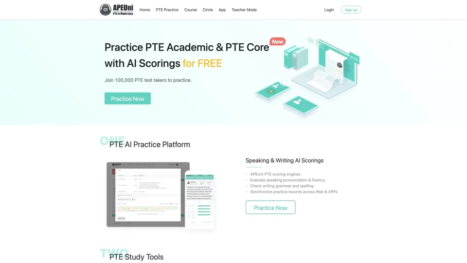 Practice PTE with AI Scorings - PTE APEUni