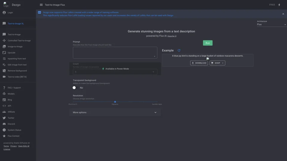 Text-to-Image Flux - Online Free AI Image Generator - Dezgo