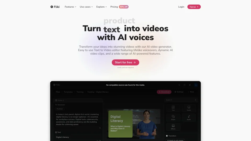 Fliki - Turn text into videos with AI voices