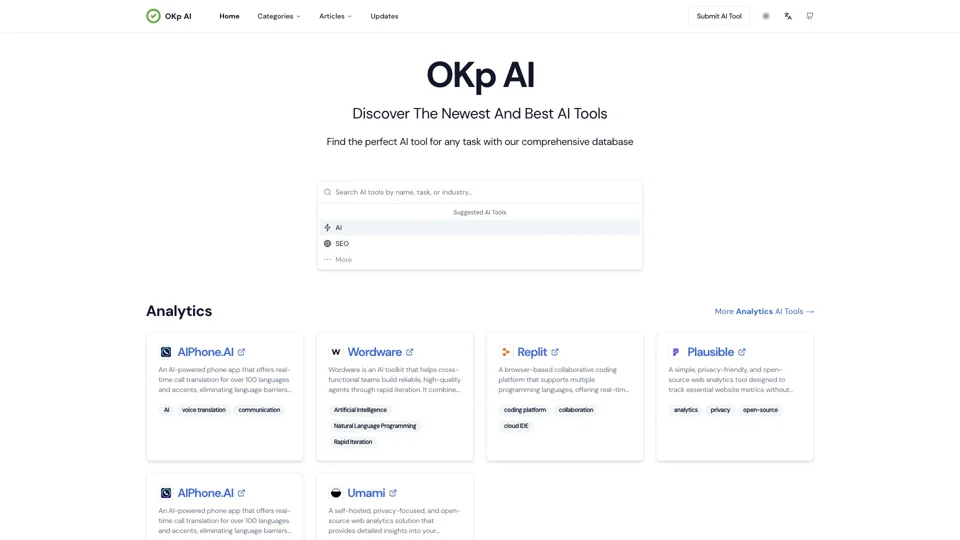 OKp AI: There is An AI For That - Discover The Newest And Best AI Tools